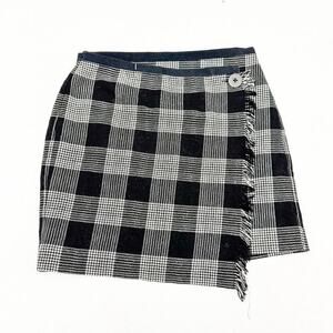 Madewell Flannel Houndstooth Fringe Accent Mini Skirt Size 00